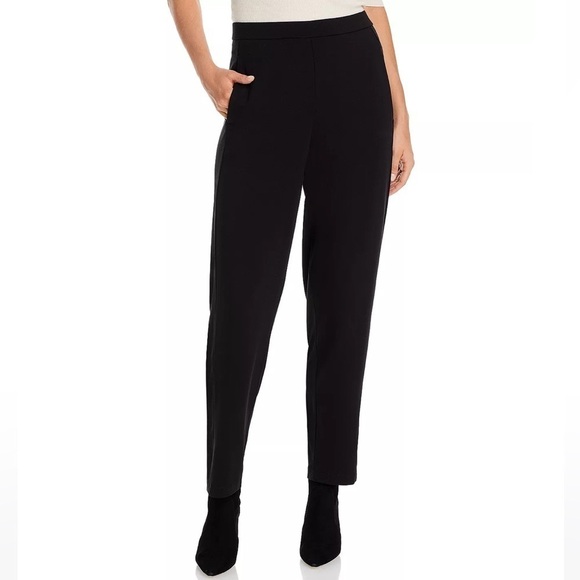 Eileen Fisher Washable Stretch Crepe Slouchy Ankle Pants Black Medium - Picture 2 of 12